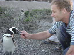 Rory with friendly penguin